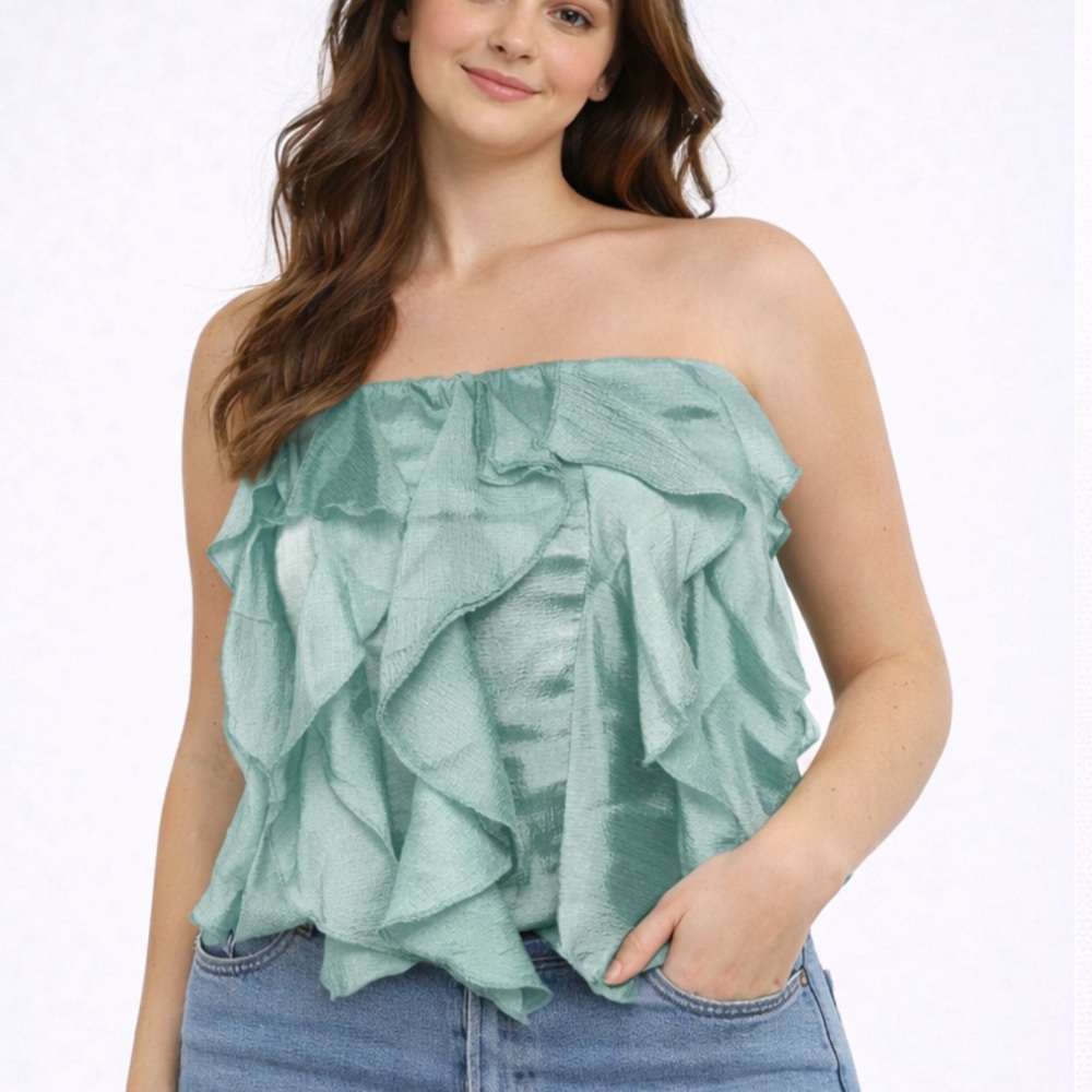 Chic Asymmetrical Ruffled top in Mint